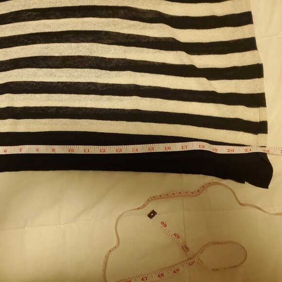 Mango Sheer Linen Knit  Black & Cream V Neck Sweater - Picture 7 of 8